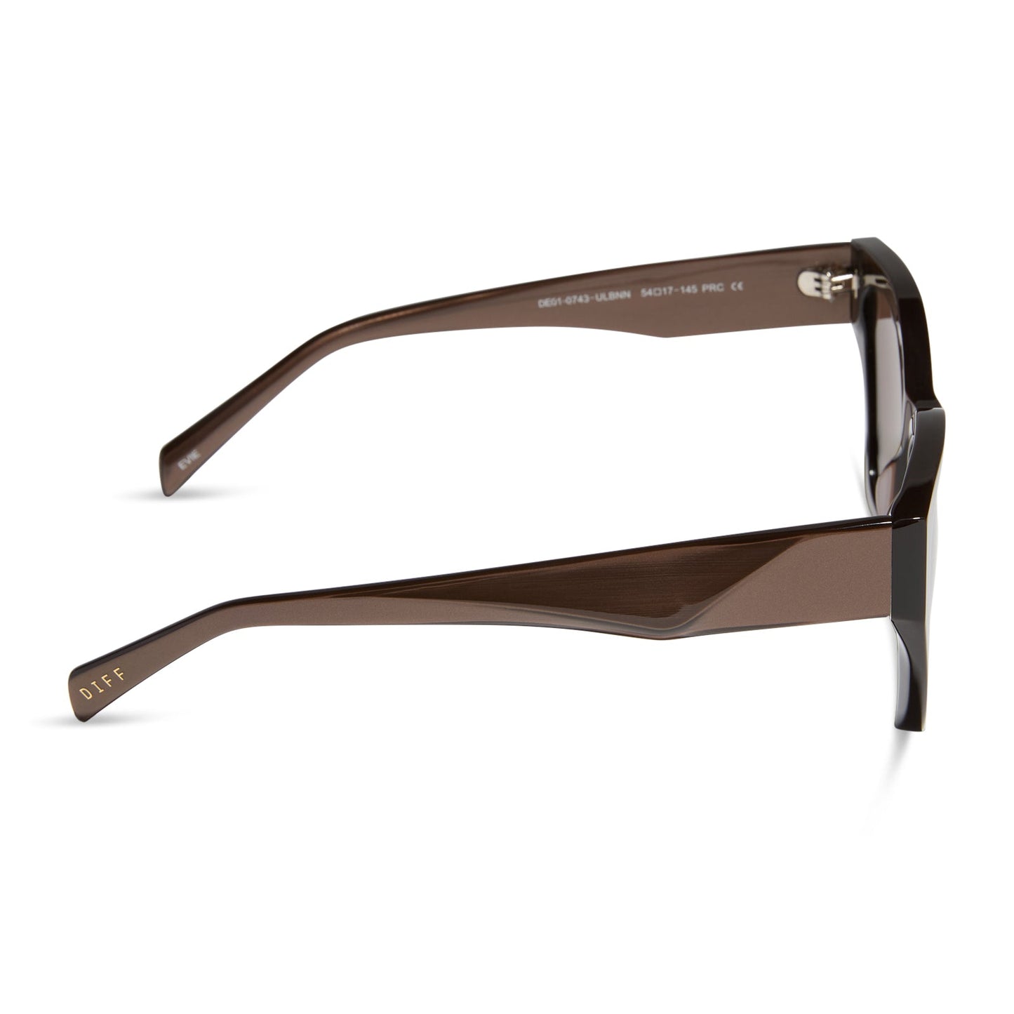 diff eyewear featuring the evie cat eye sunglasses with a moscow mule frame and brown lenses side view