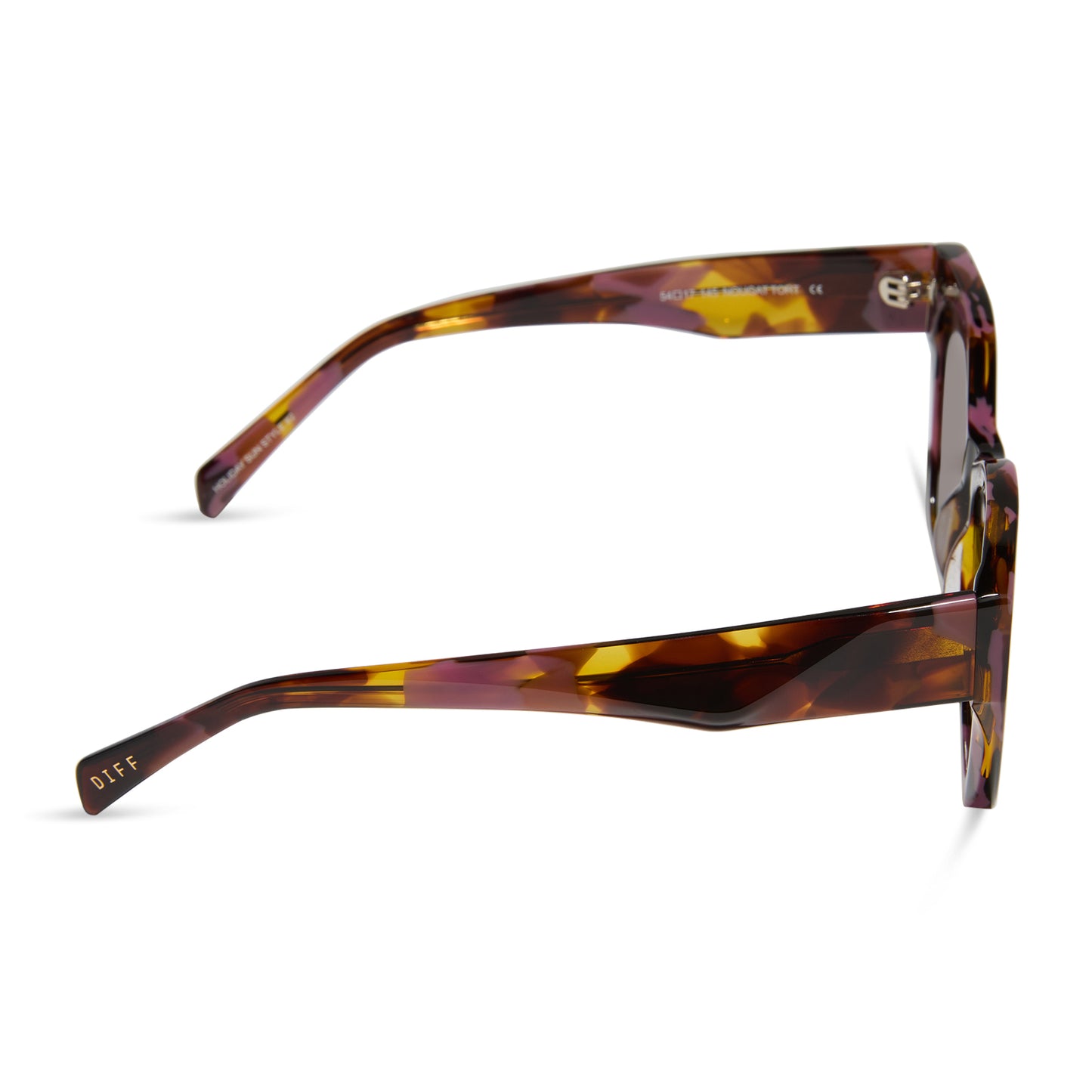 diff eyewear featuring the evie cat eye sunglasses with a torino tortoise frame and brown lenses side view