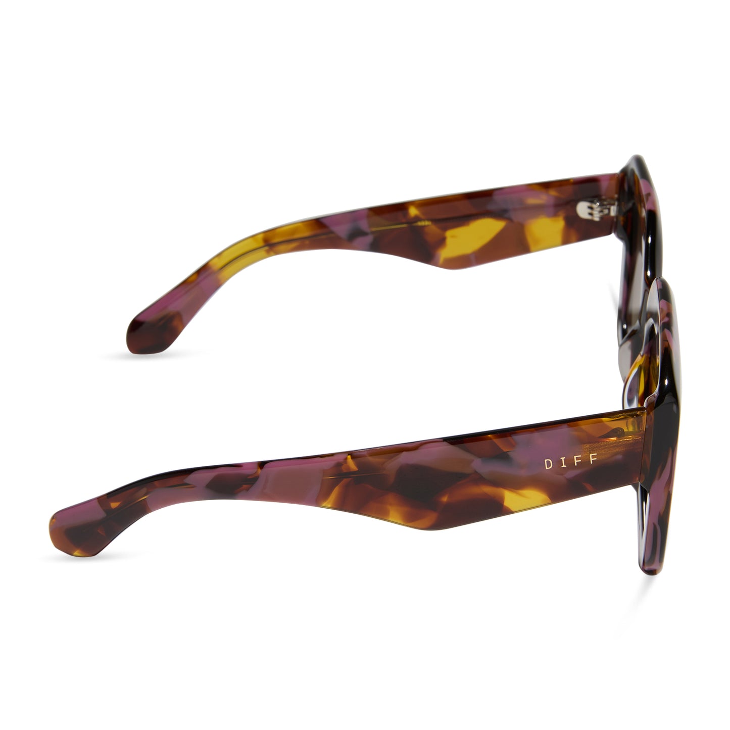 diff eyewear featuring the giada rectangle sunglasses with a torino tortoise frame and brown gradient polarized lenses side view