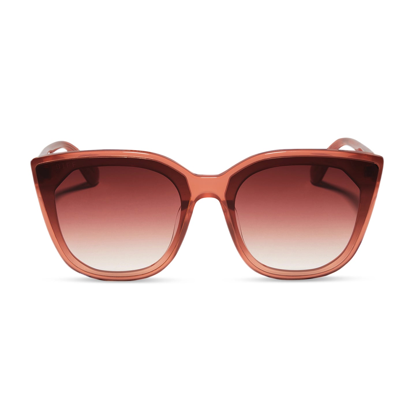 diff eyewear gjelina cat eye sunglasses with a dusky mauve frame and dusk gradient lenses front view