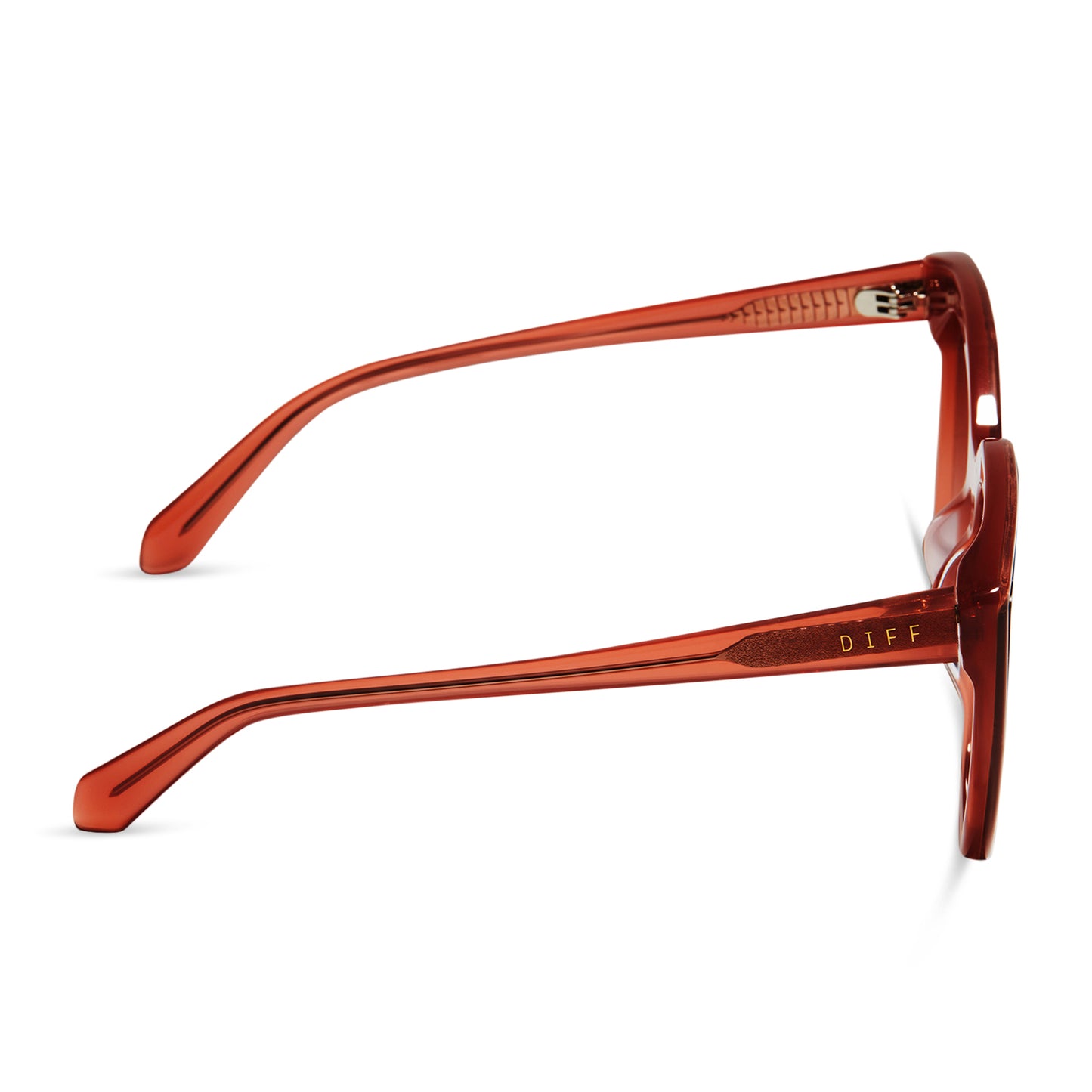 diff eyewear gjelina cat eye sunglasses with a dusky mauve frame and dusk gradient lenses side view