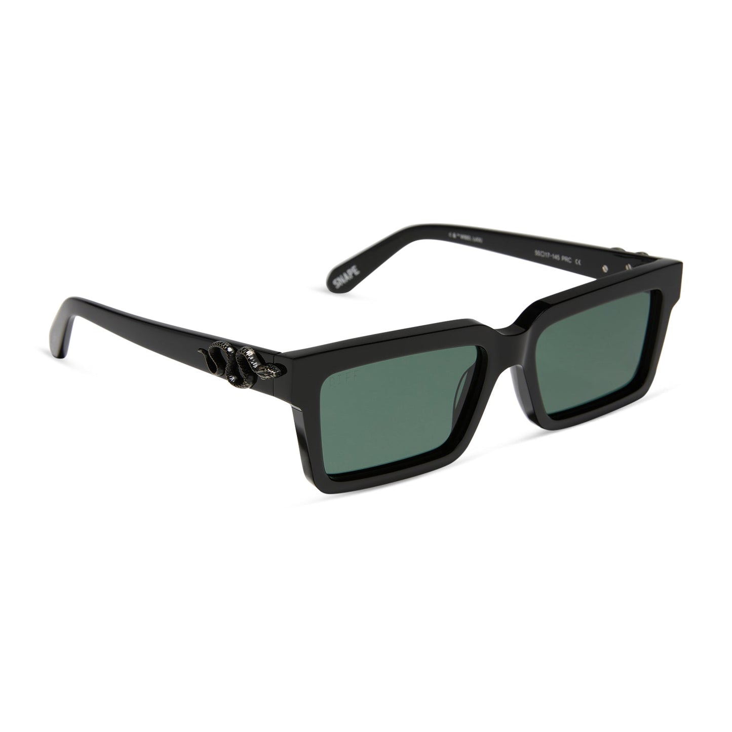 harry potter x diff eyewear featuring professor snape 2.0 square sunglasses with a black frame and g15 lenses angled view