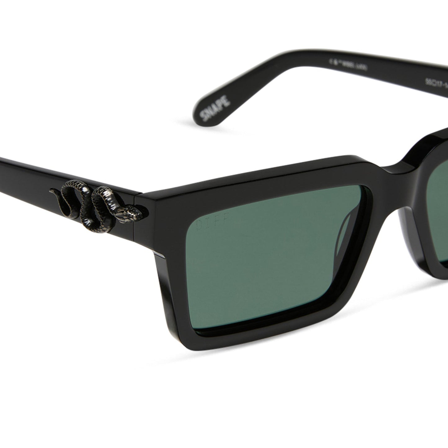 harry potter x diff eyewear featuring professor snape 2.0 square sunglasses with a black frame and g15 lenses detailed view