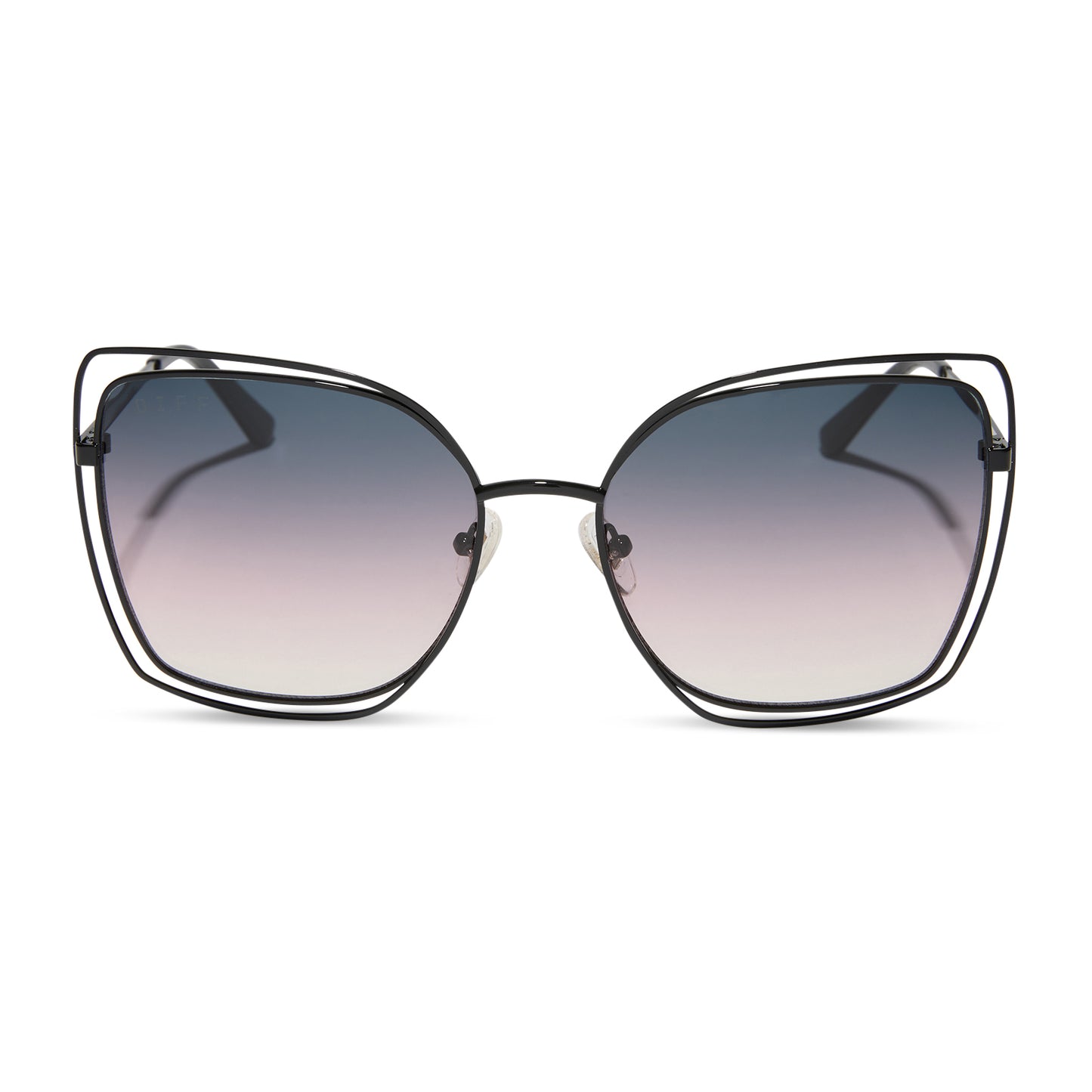 diff eyewear wholesale jacqueline square sunglasses with a black frame and twilight gradient lenses front view