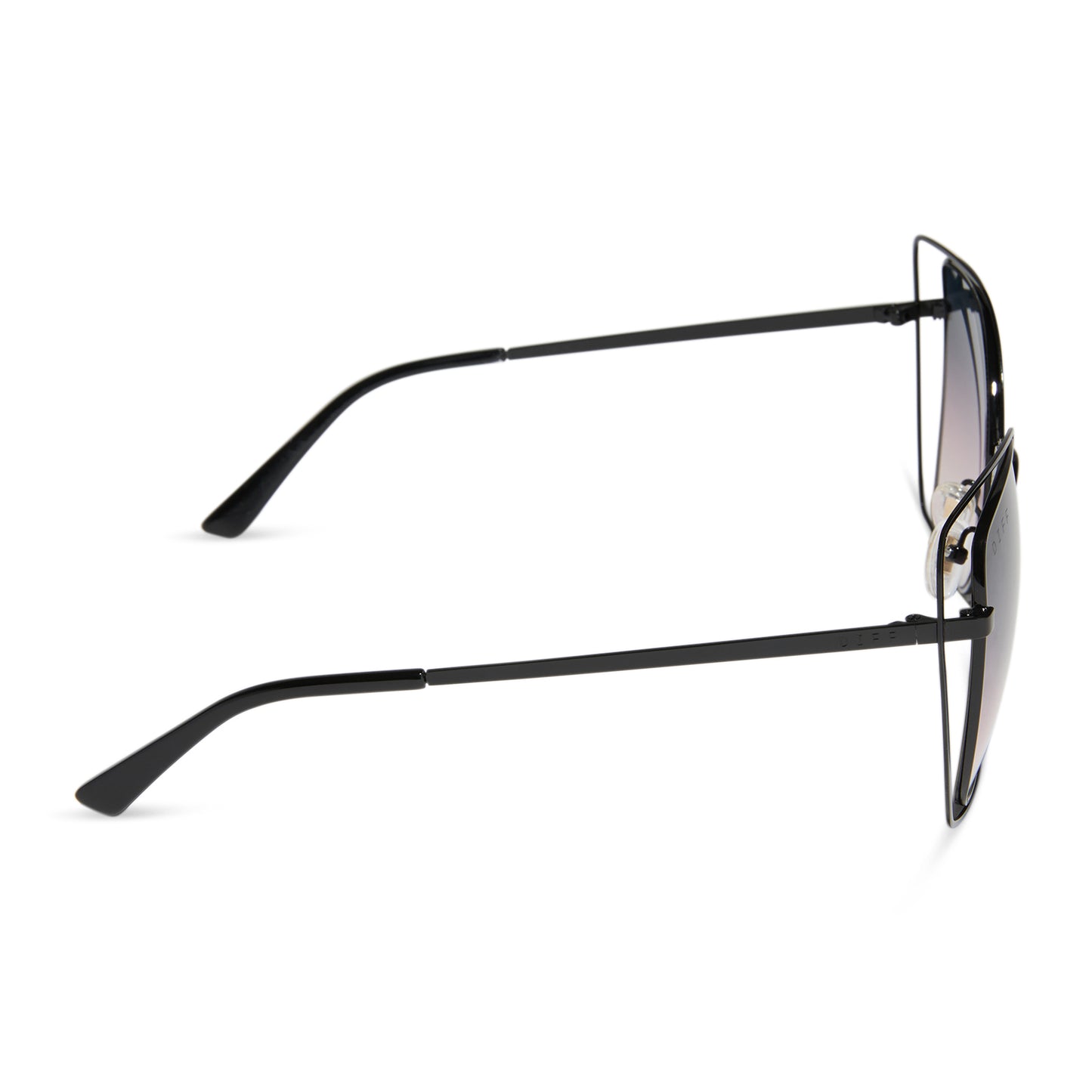 diff eyewear wholesale jacqueline square sunglasses with a black frame and twilight gradient lenses side view