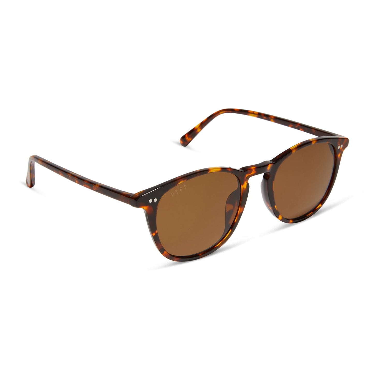 diff eyewear featuring the jaxson xl square sunglasses with a rich tortoise frame and brown polarized lenses angled view