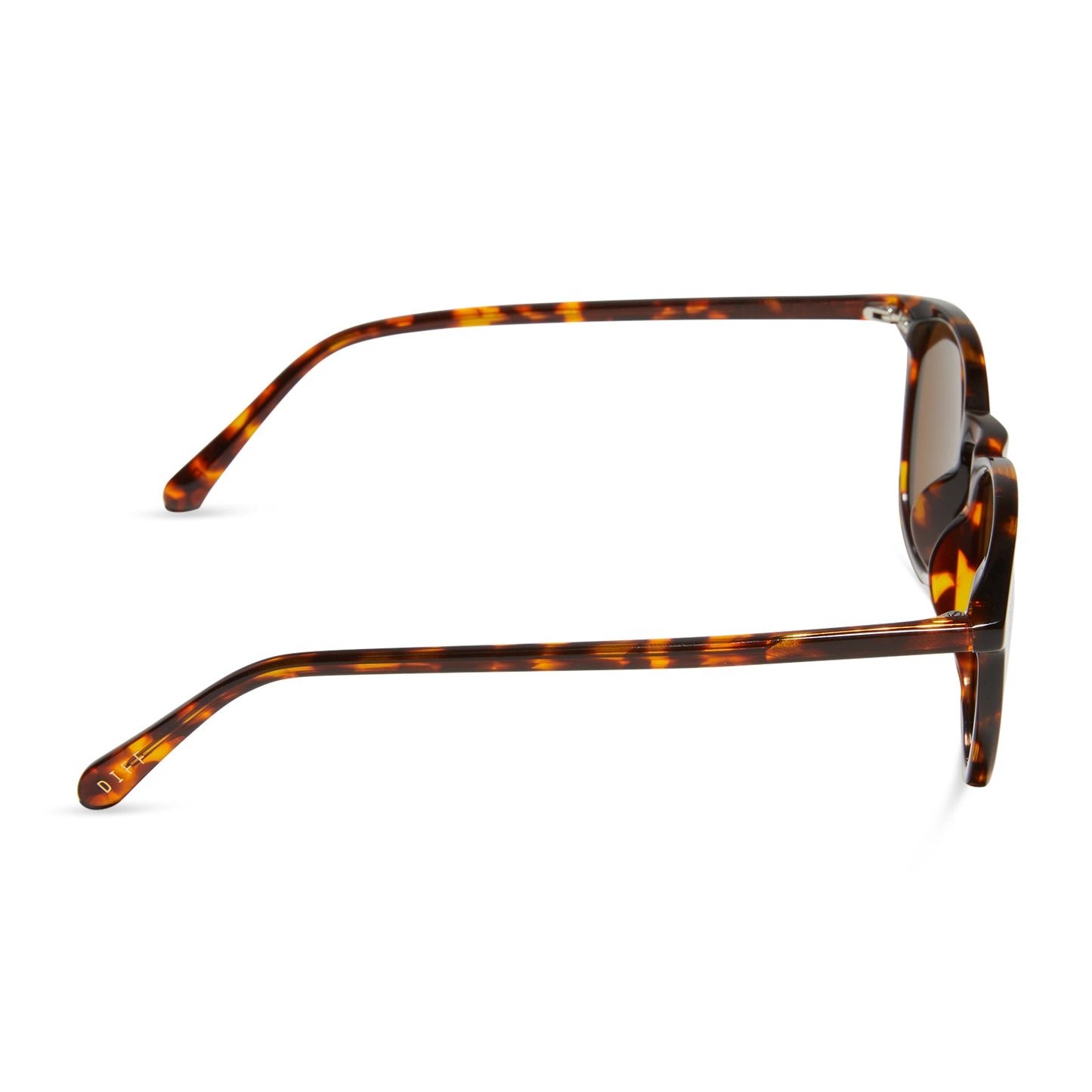 diff eyewear featuring the jaxson xl square sunglasses with a rich tortoise frame and brown polarized lenses side view