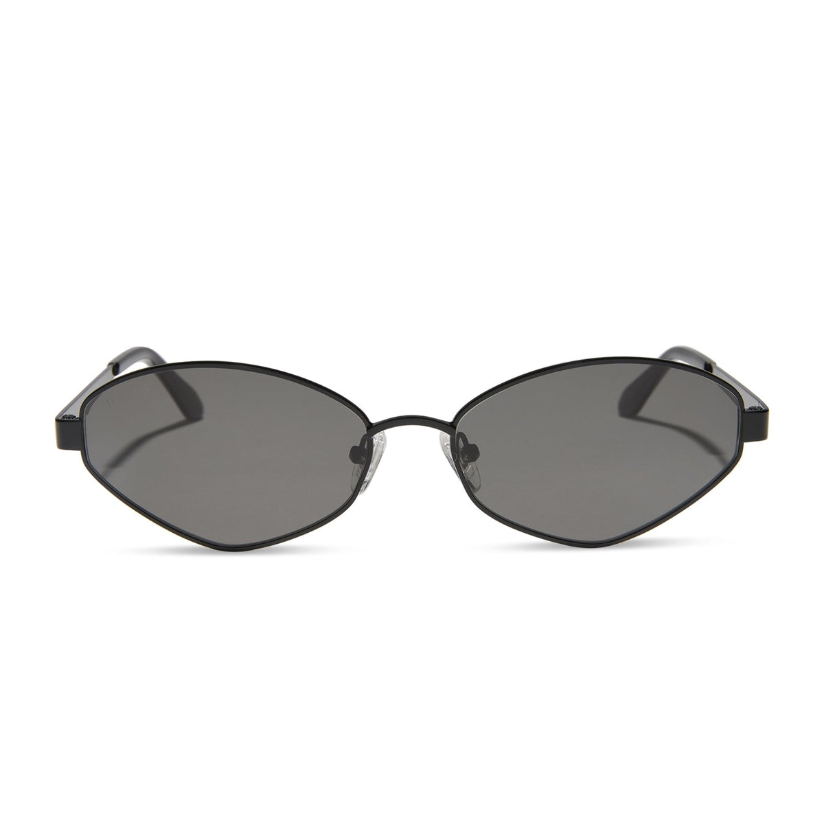 jojo fletcher x diff eyewear jordy cat eye sunglasses with a black metal frame and grey polarized lenses front view