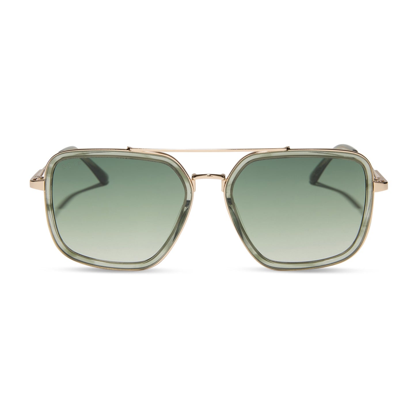 diff eyewear featuring the jordan navigator sunglasses with a cool matcha green frame and cool matcha gradient lenses front view