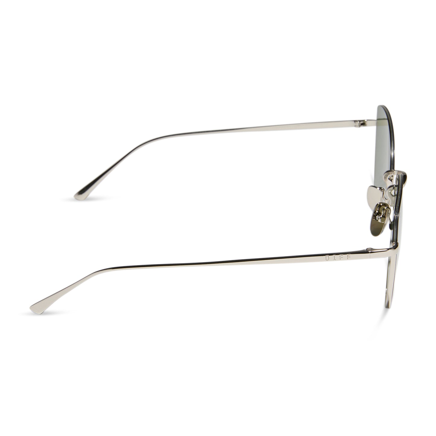 diff eyewear wholesale kinsley round sunglasses with a silver frame and aquatic awe teal lenses side view