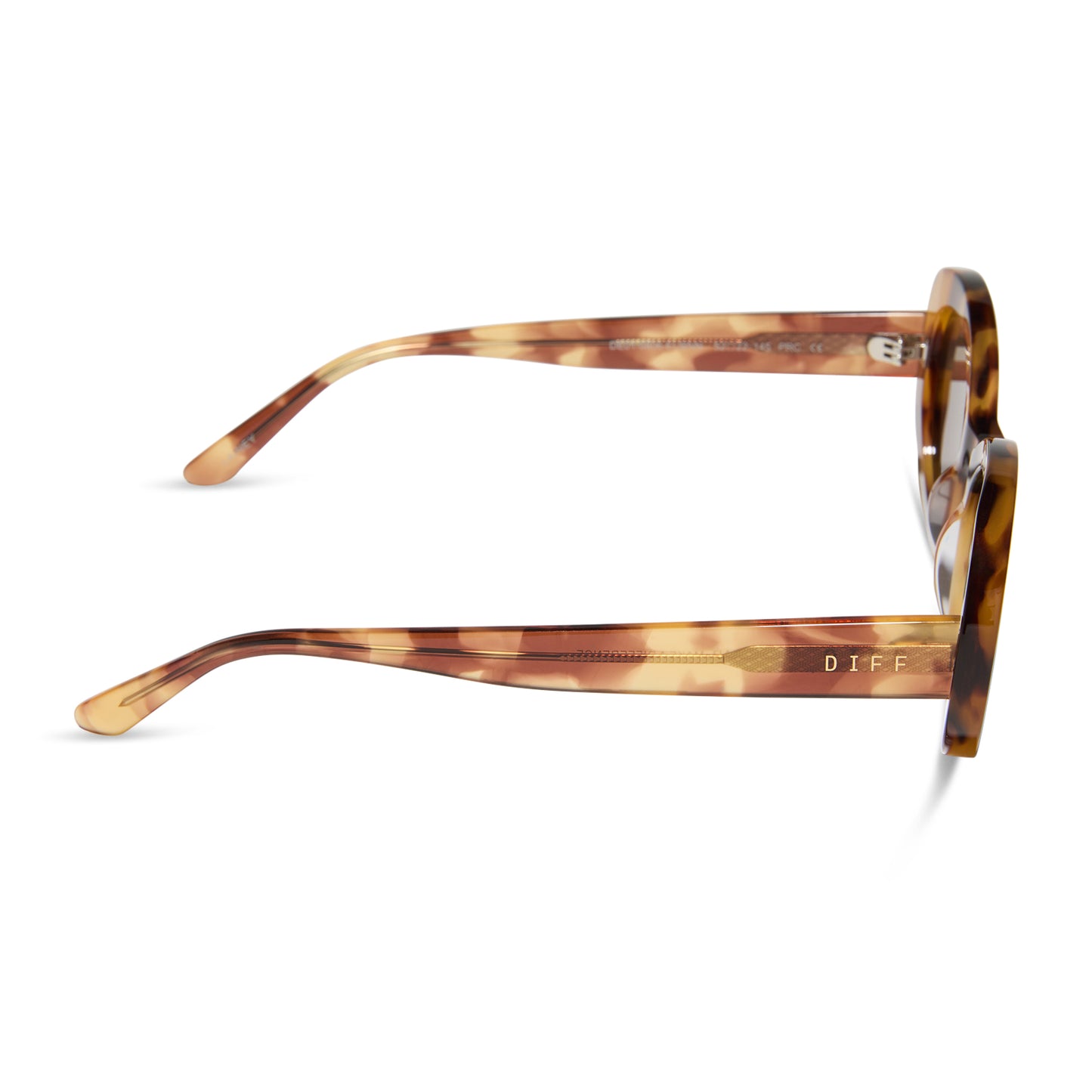 diff eyewear featuring the lainey oval sunglasses with a brown fleur frame and brown lenses side view