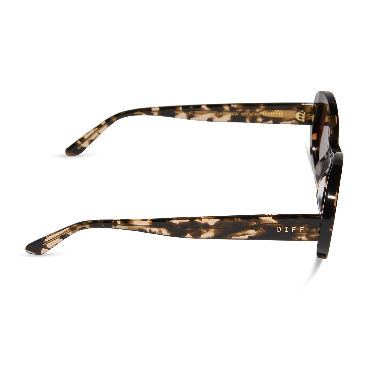 diff eyewear featuring the lainey oval sunglasses with a espresso tortoise frame and brown lenses side view