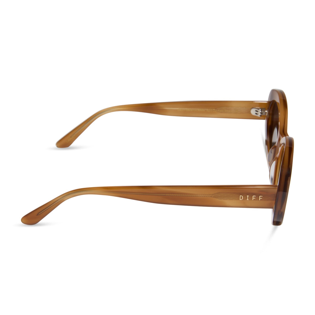 diff eyewear featuring the lainey oval sunglasses with a tawny brown tortoise frame and brown lenses side view