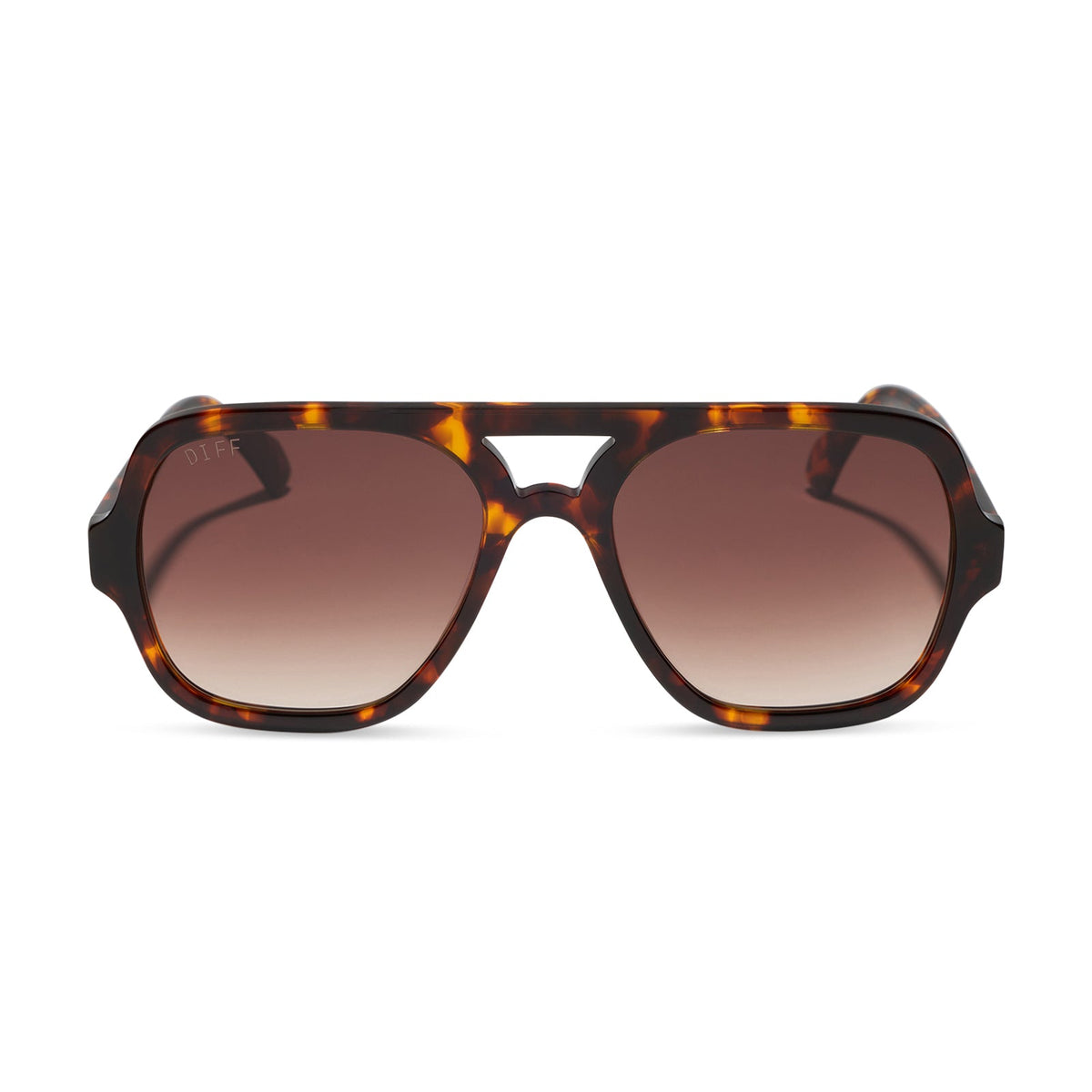 diff eyewear featuring the layton navigator sunglasses with a rich tortoise acetate frame and brown gradient lenses front view