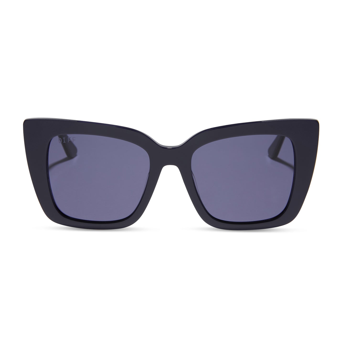 diff eyewear wholesale lizzy cat eye sunglasses with a royal purple frame and midnight purple lenses front view