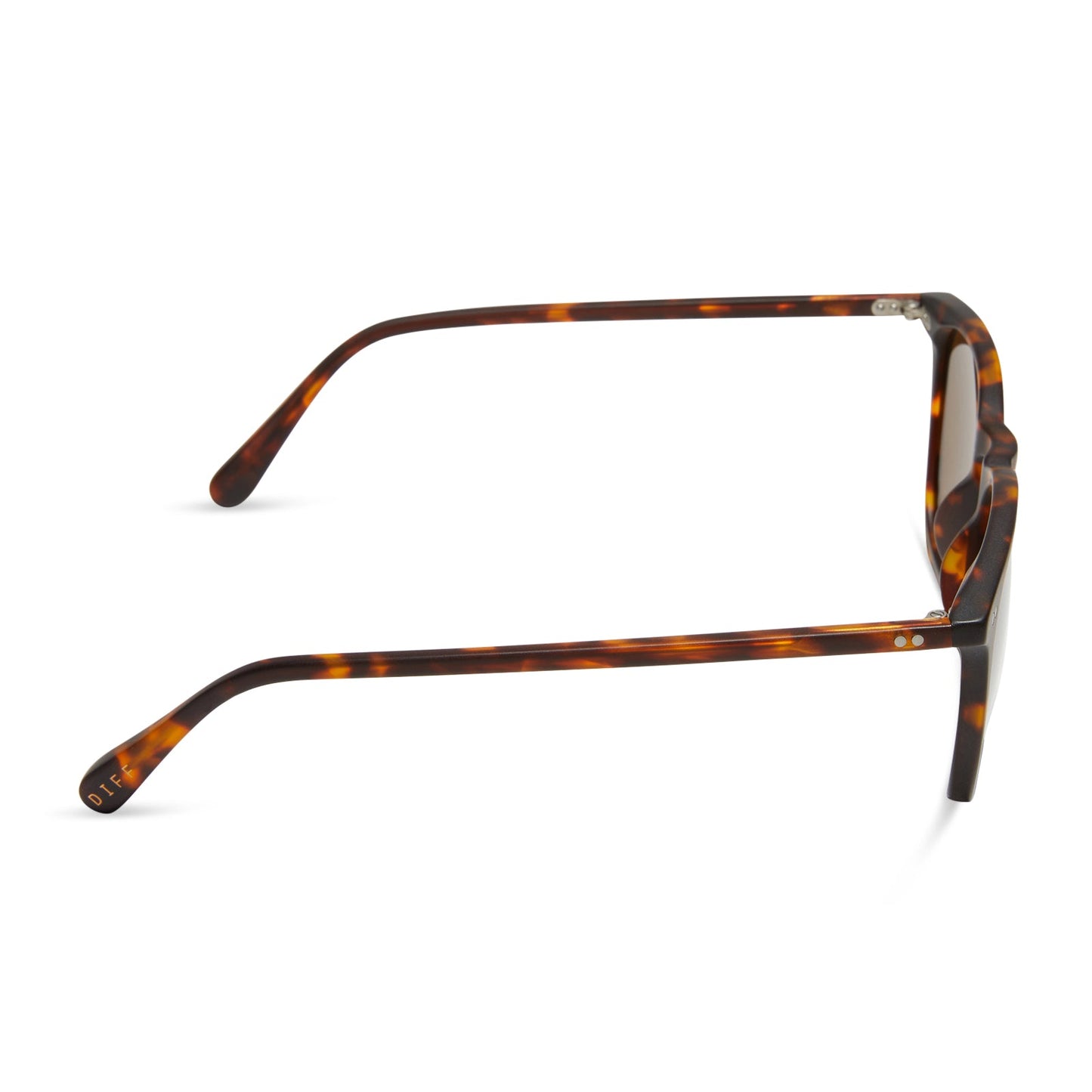 diff eyewear featuring the maxwell xl square sunglasses with a matte rich tortoise frame and brown polarized lenses side view