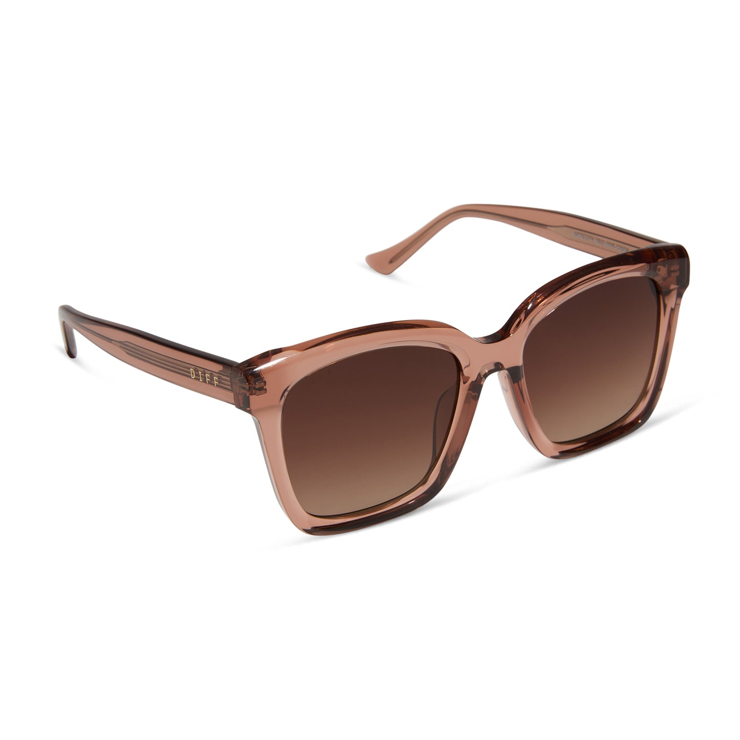 diff eyewear wholesale meredith square sunglasses with a cafe ole brown frame and brown gradient lenses angled view