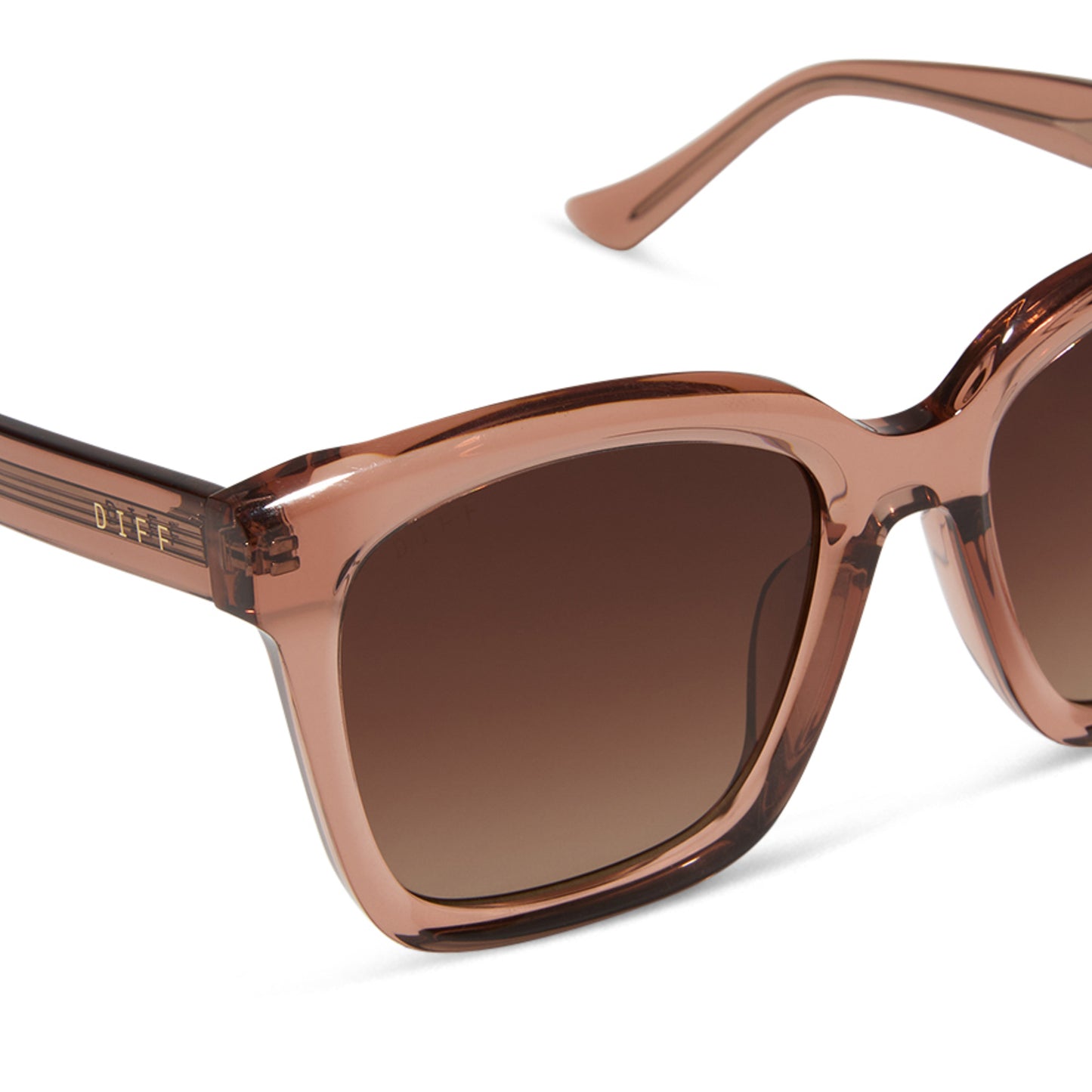 diff eyewear wholesale meredith square sunglasses with a cafe ole brown frame and brown gradient lenses detailed view