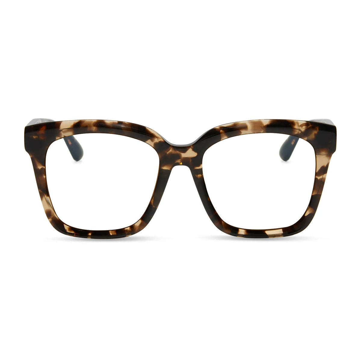 diff eyewear meredith square prescription glasses with a espresso tortoise acetate frame and prescription lenses front view