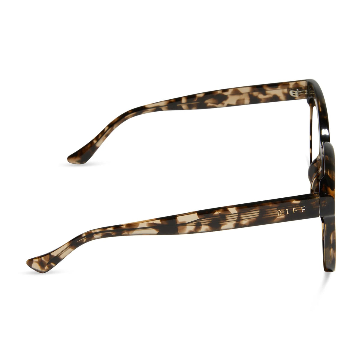 diff eyewear meredith square prescription glasses with a espresso tortoise acetate frame and prescription lenses side view