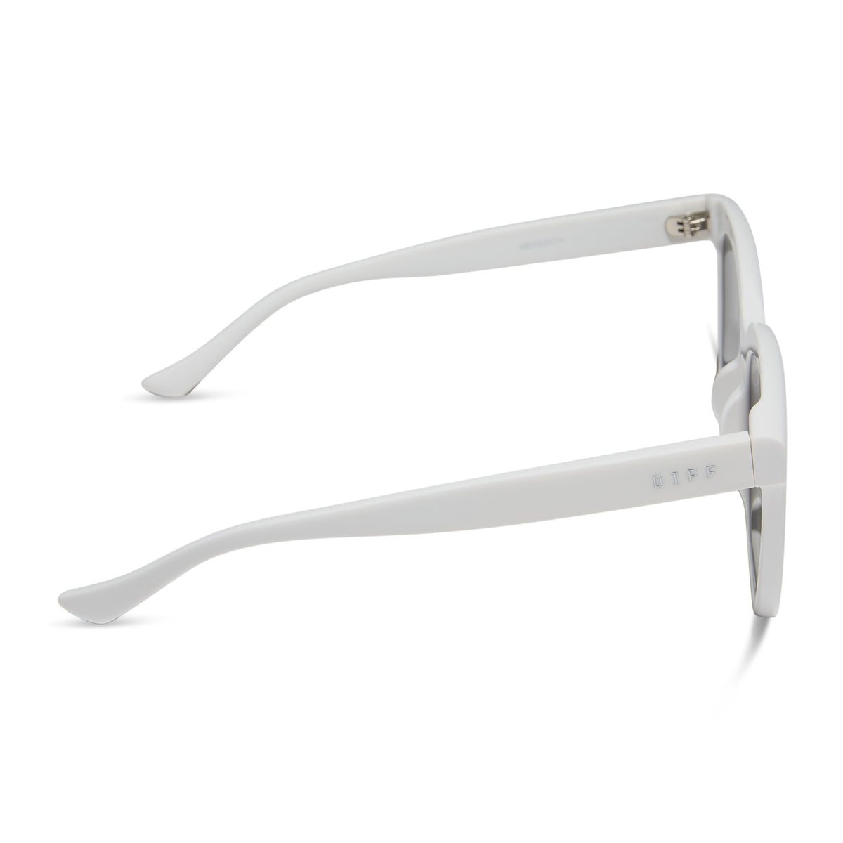 diff eyewear meredith square sunglasses with a white snowbound frame and grey gradient polarized lenses side view