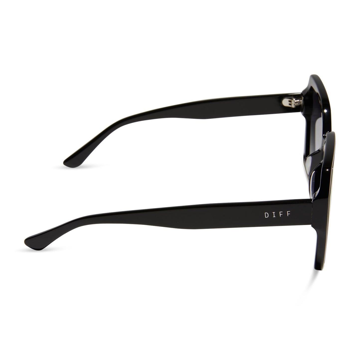diff eyewear featuring the presley square sunglasses with a black frame and grey gradient lenses side view