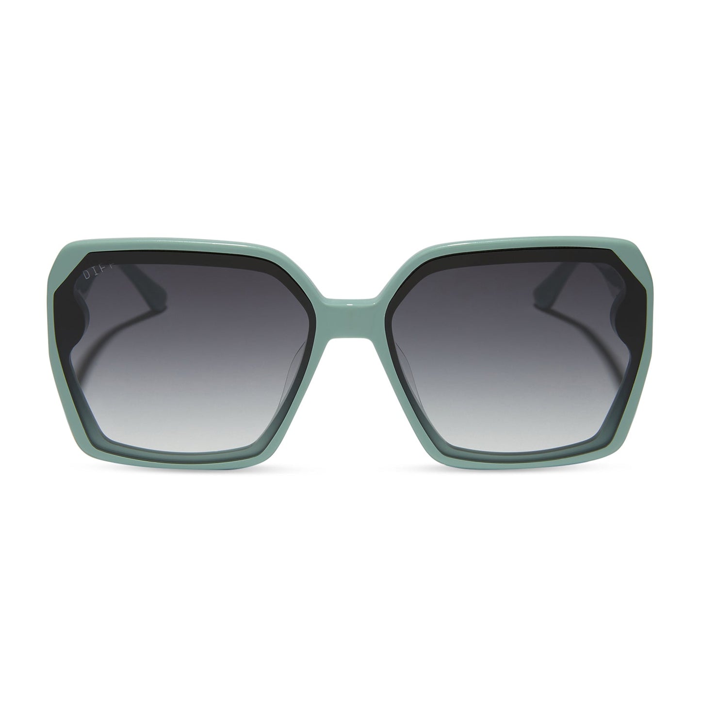 diff eyewear featuring the presley square sunglasses with a steel teal frame and grey gradient lenses front view