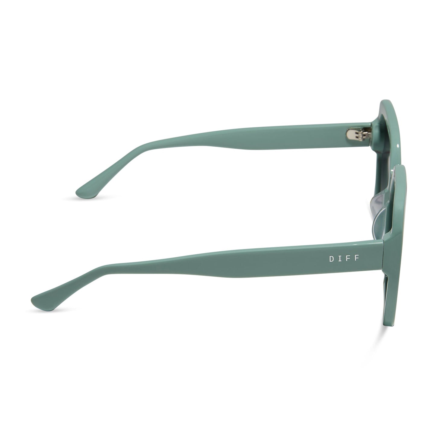 diff eyewear featuring the presley square sunglasses with a steel teal frame and grey gradient lenses side view