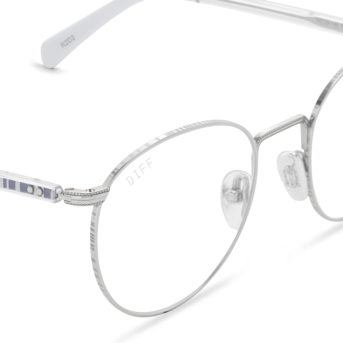 diff eyewear star wars r2d2 silver frame clear glasses detailed view