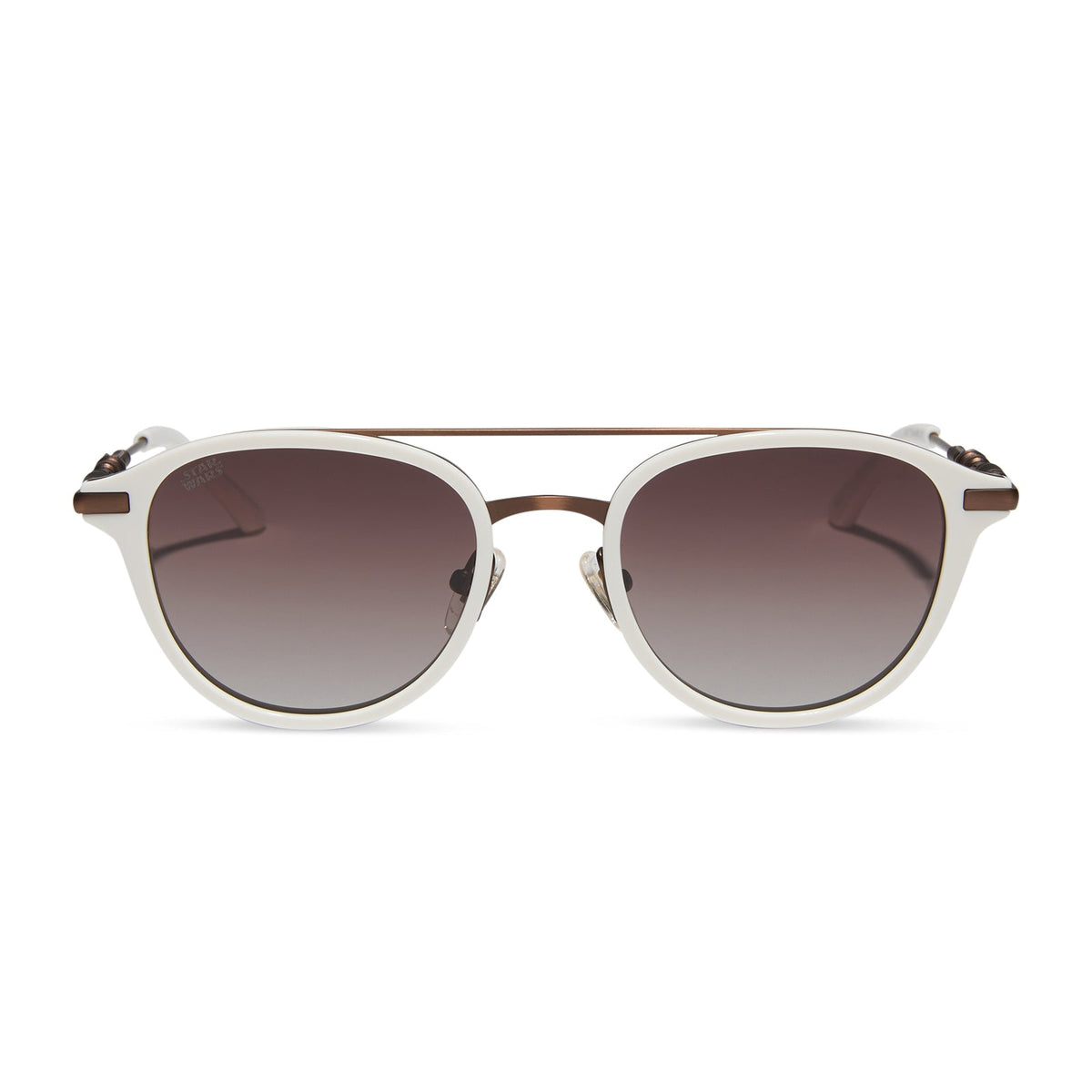 star wars x diff eyewear featuring the rey™ round sunglasses with a off white + bronze frame and brown gradient polarized lenses front view