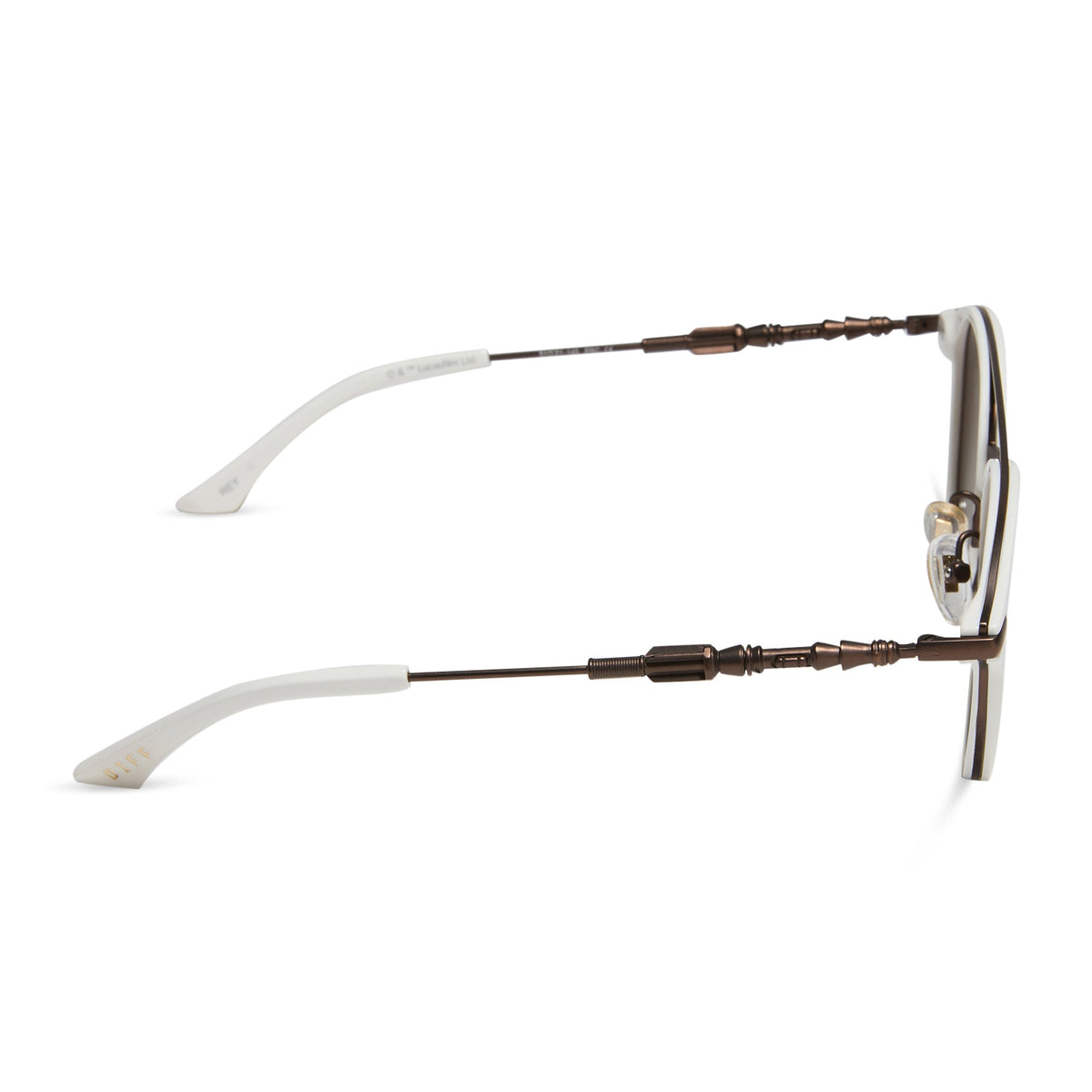 star wars x diff eyewear featuring the rey™ round sunglasses with a off white + bronze frame and brown gradient polarized lenses side view