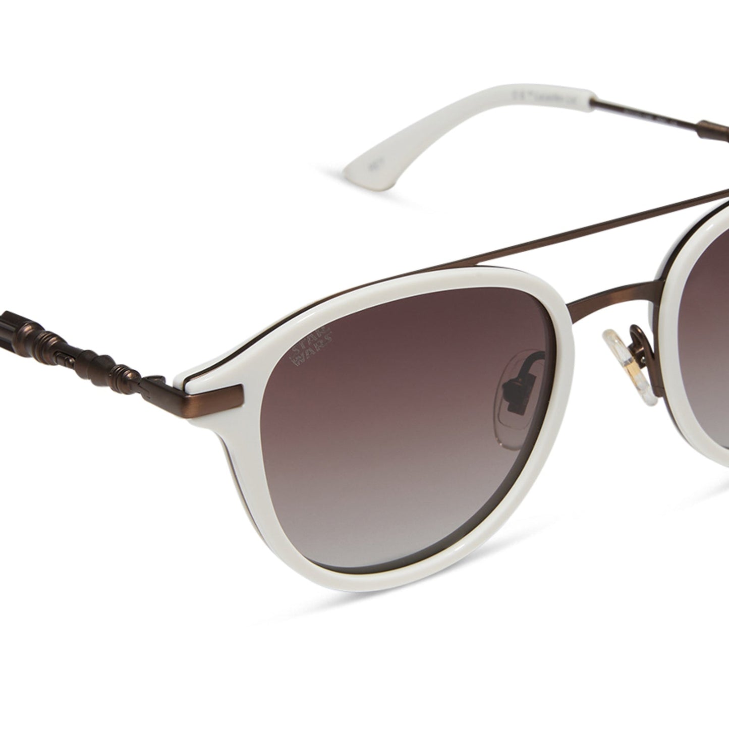 star wars x diff eyewear featuring the rey™ round sunglasses with a off white + bronze frame and brown gradient polarized lenses detailed view