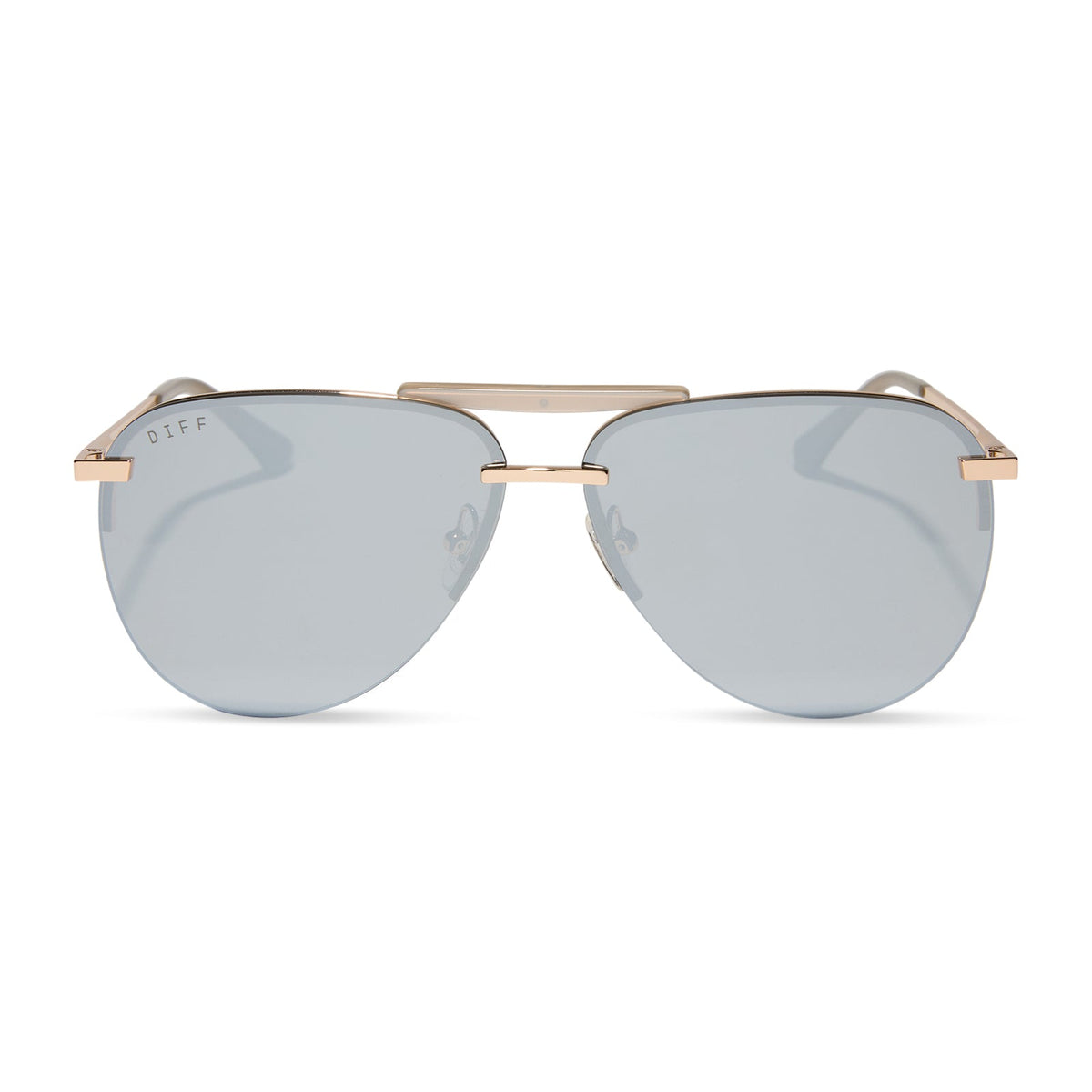 diff eyewear featuring the tahoe aviator sunglasses with a gold frame and silver chrome mirror lenses front view
