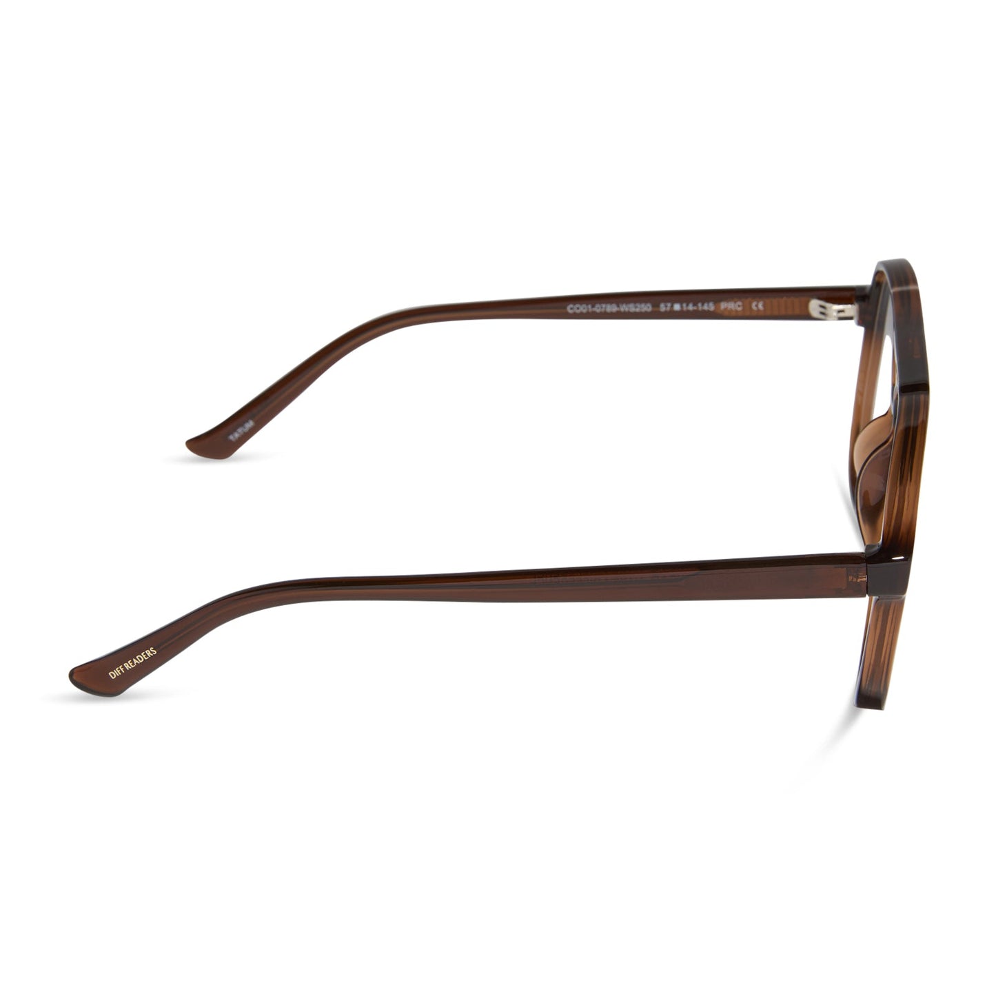 diff eyewear featuring the tatum aviator blue light readers with a whiskey crystal frame side view