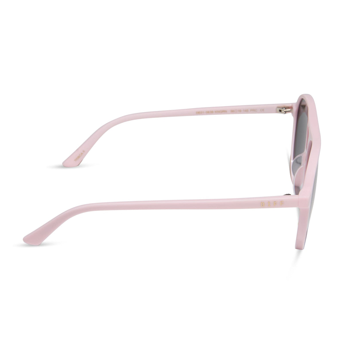 diff eyewear featuring the tosca ii aviator sunglasses with a powder pink frame and grey lenses side view