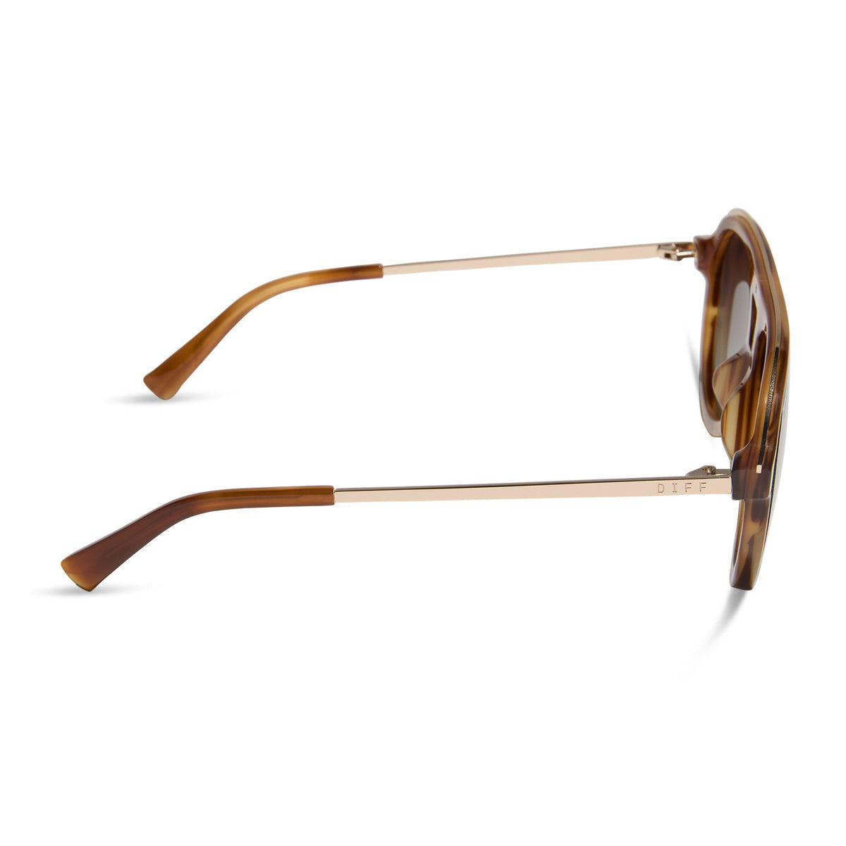 diff eyewear featuring the tosca iii aviator sunglasses with a tawny brown tortoise frame and brown gradient polarized lenses side view