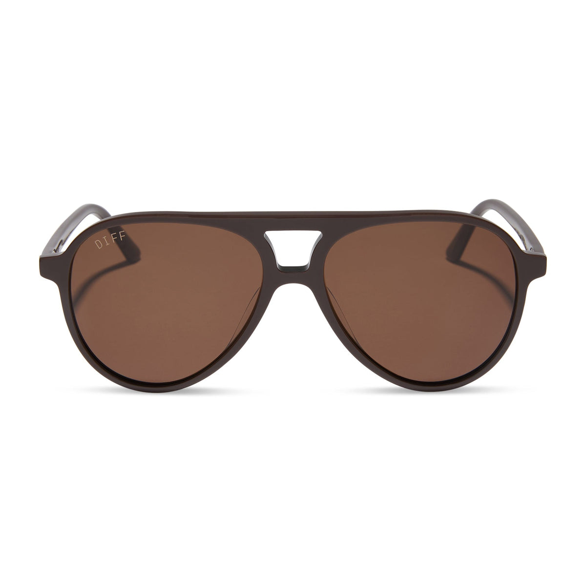diff eyewear featuring the tosca ii aviator sunglasses with a truffle brown frame and truffle lenses front view