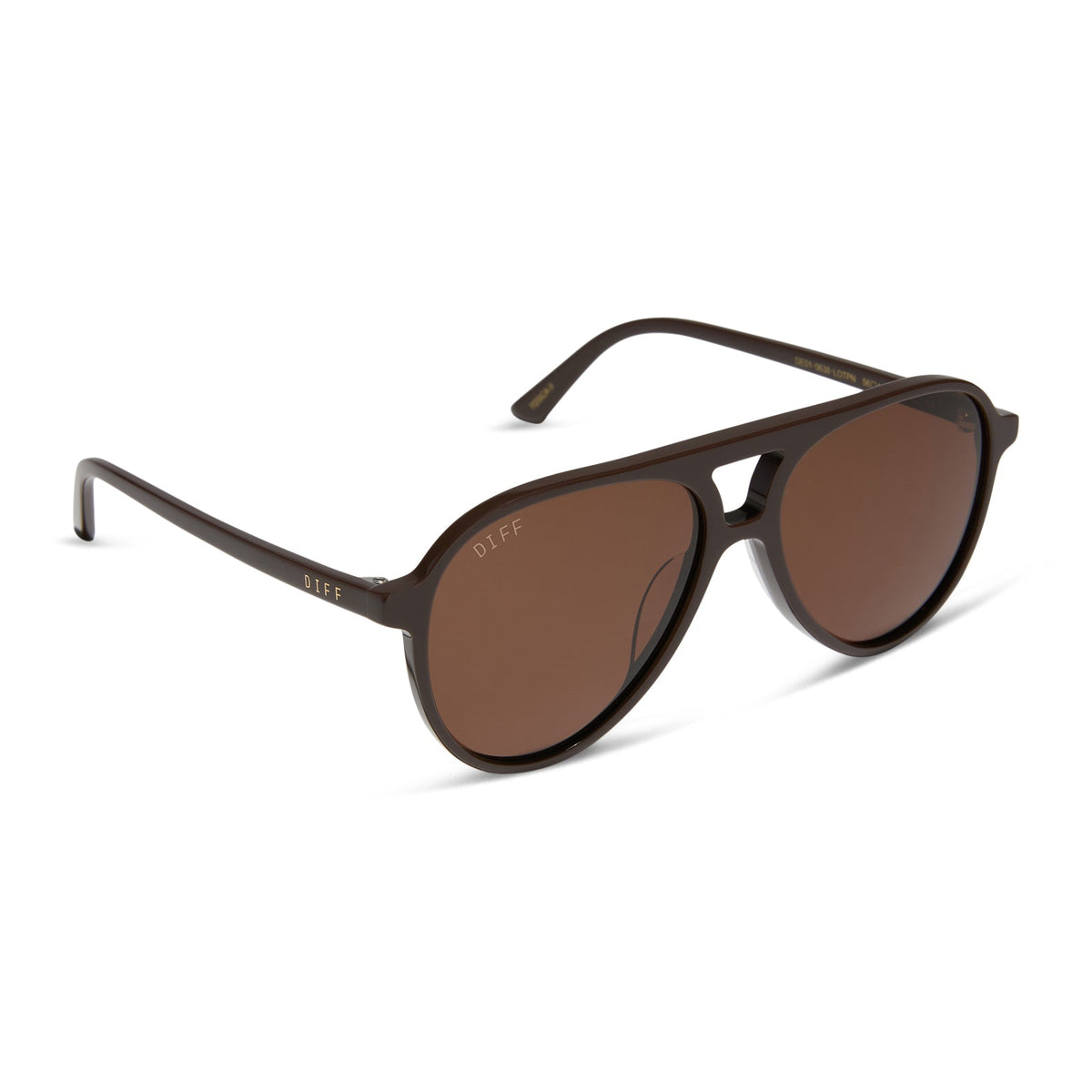 diff eyewear featuring the tosca ii aviator sunglasses with a truffle brown frame and truffle lenses angled view