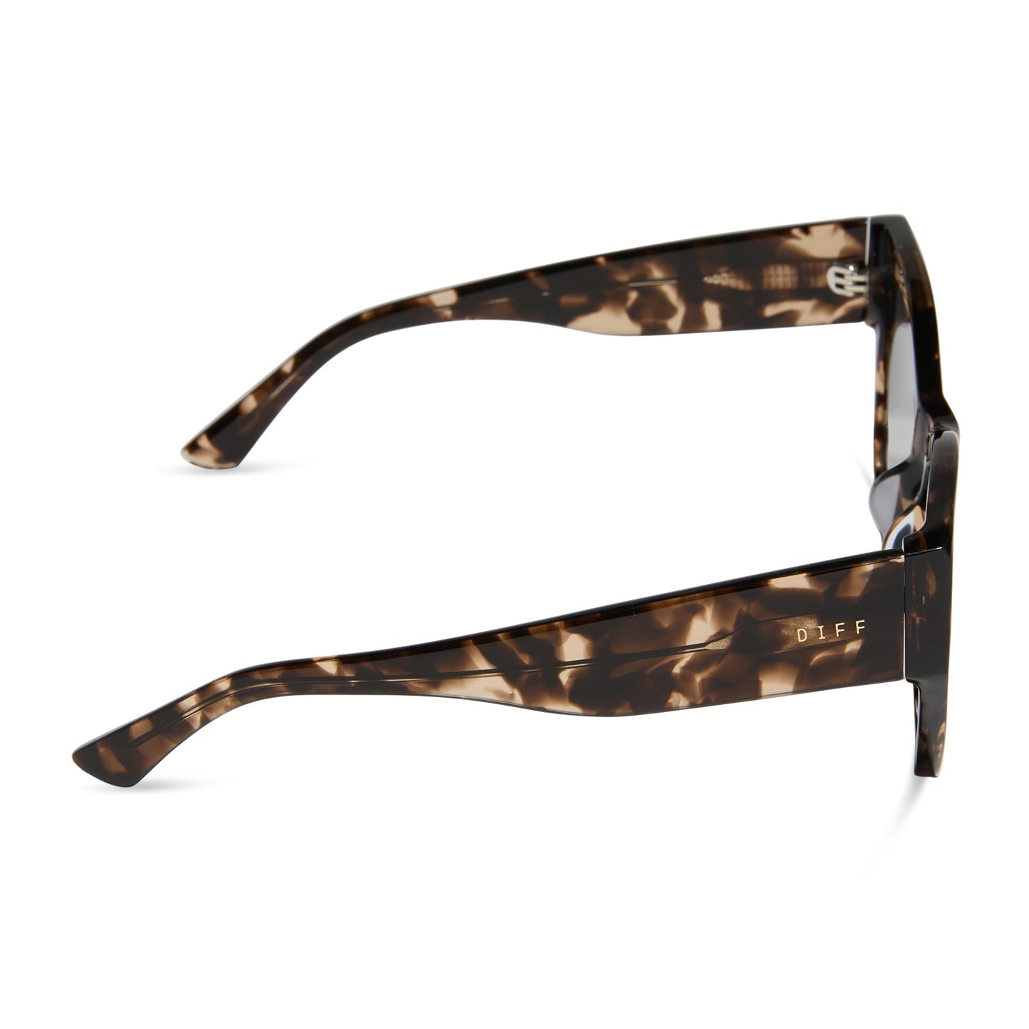 diff eyewear featuring the vivienne cat eye sunglasses with a espresso tortoise frame and grey polarized lenses side view