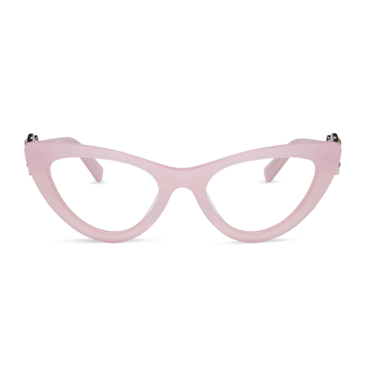 wicked x diff eyewear featuring the glinda upland for good cat eye prescription glasses with a pink frame front view