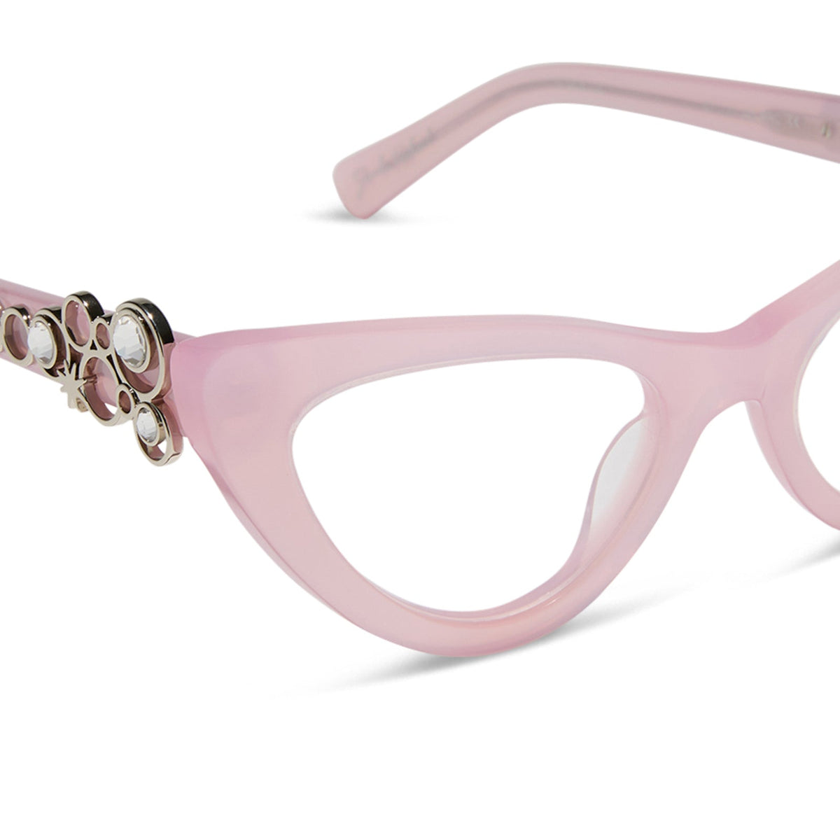 wicked x diff eyewear featuring the glinda upland for good cat eye prescription glasses with a pink frame detailed view