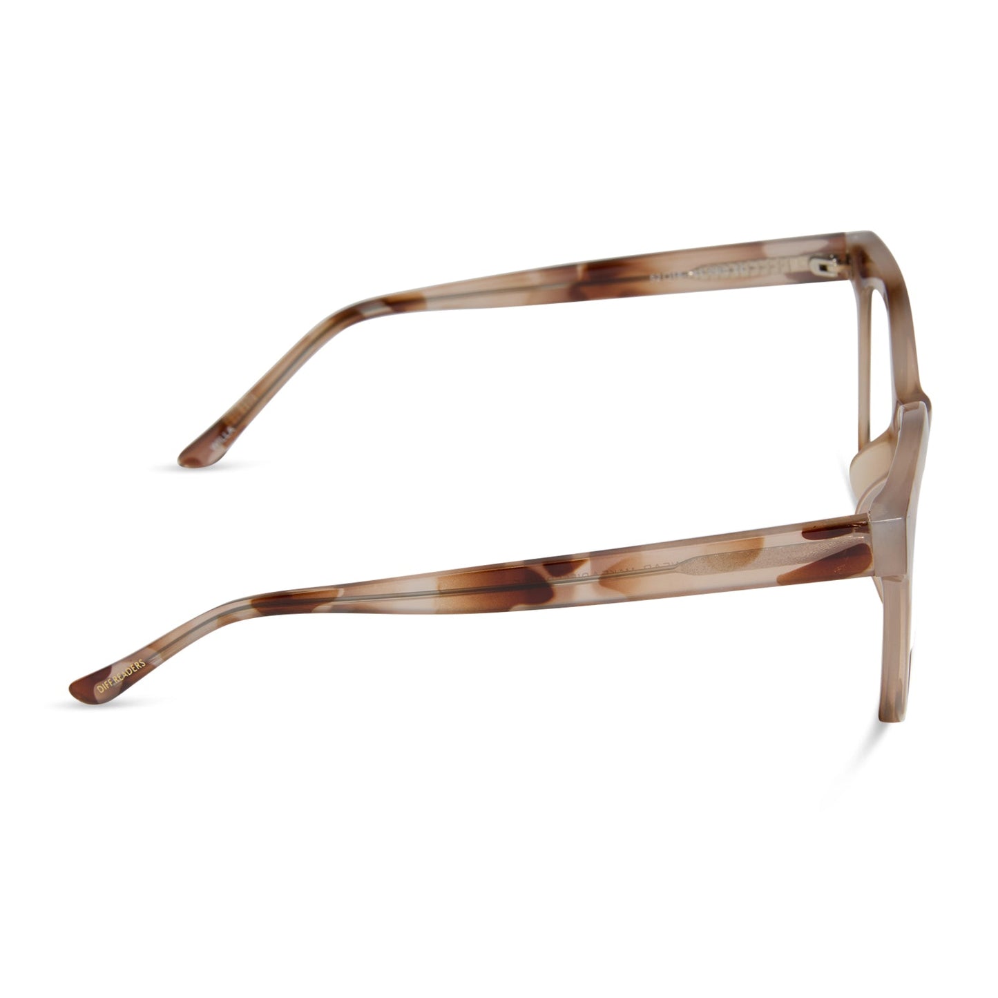 diff eyewear featuring the willa square blue light readers with a cream tortoise frame side view