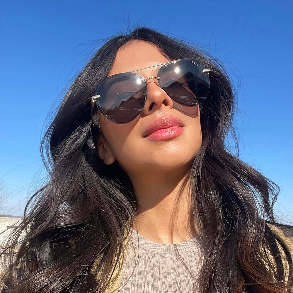 customer content - woman wearing the Lenox Gold G15 Polarized sunglasses for women by DIFF Eyewear