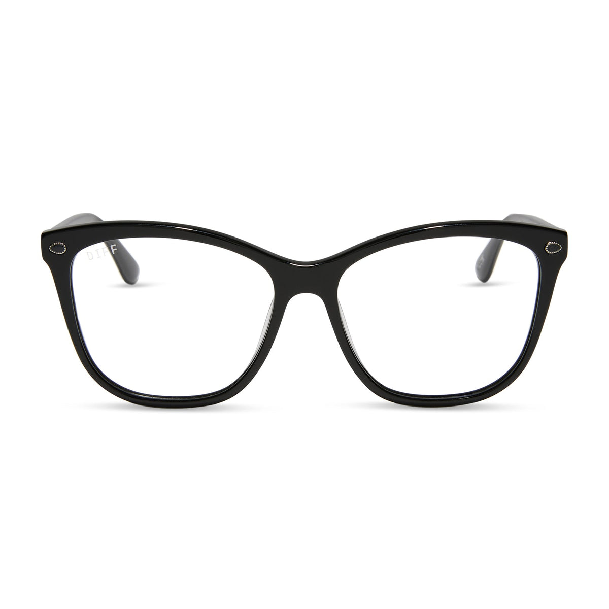 yellowstone x diff eyewear featuring the beth iii cat eye prescription glasses in black front view