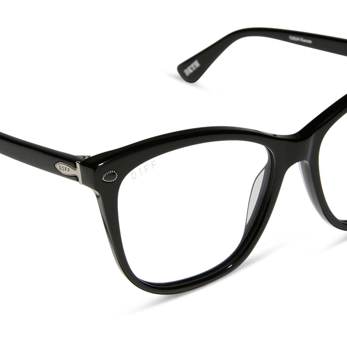 yellowstone x diff eyewear featuring the beth iii cat eye prescription glasses in black detailed view