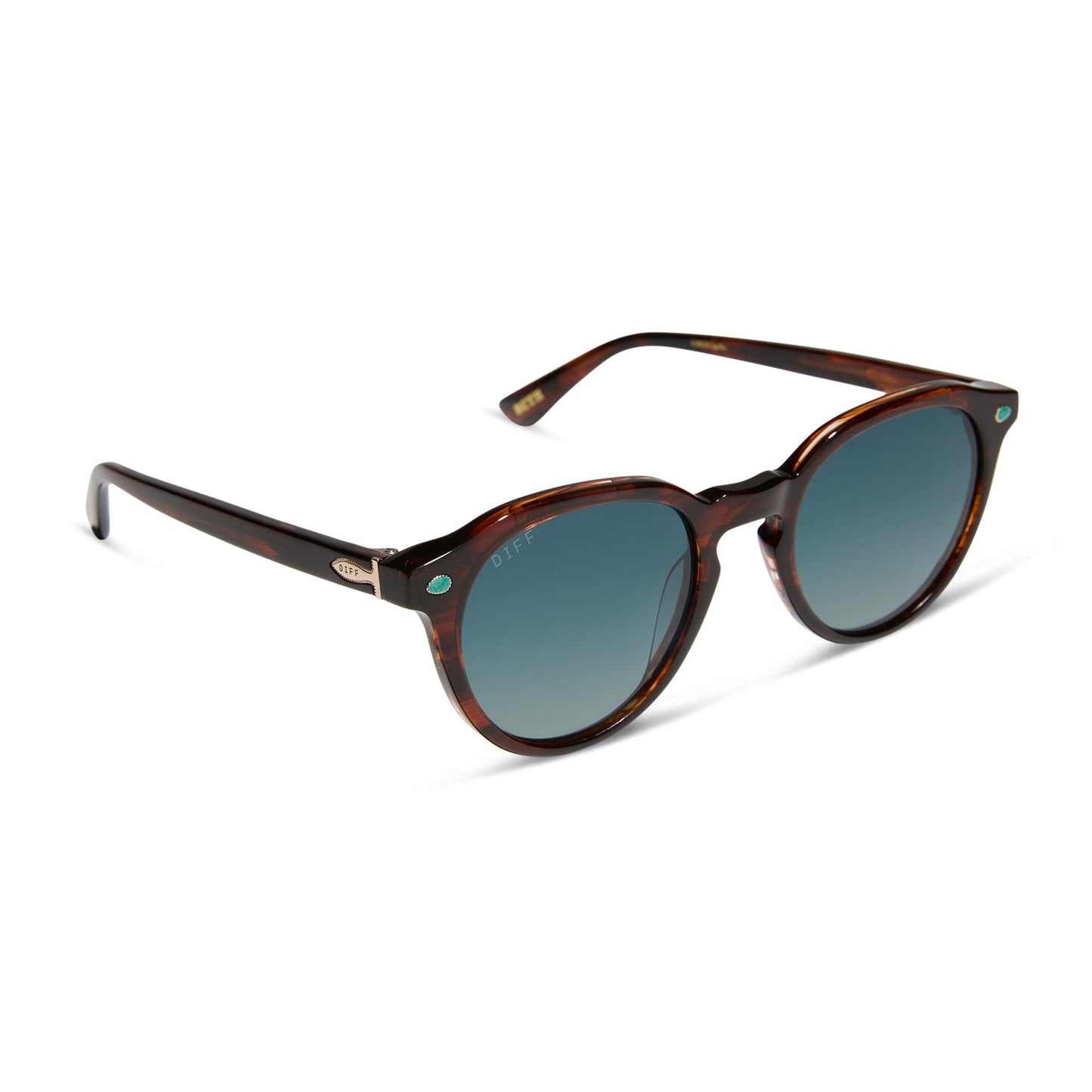 diff eyewear yellowstone beth sunglasses sequoia & blue green gradient angled view