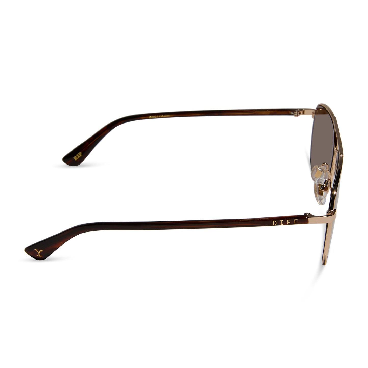 diff eyewear yellowstone rip wheeler sunglasses gold & brown side view