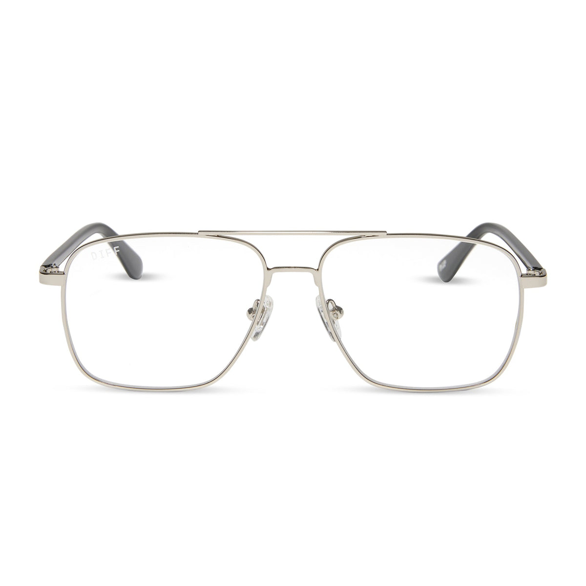 yellowstone x diff eyewear featuring the rip wheeler navigator prescription glasses with a silver frame front view