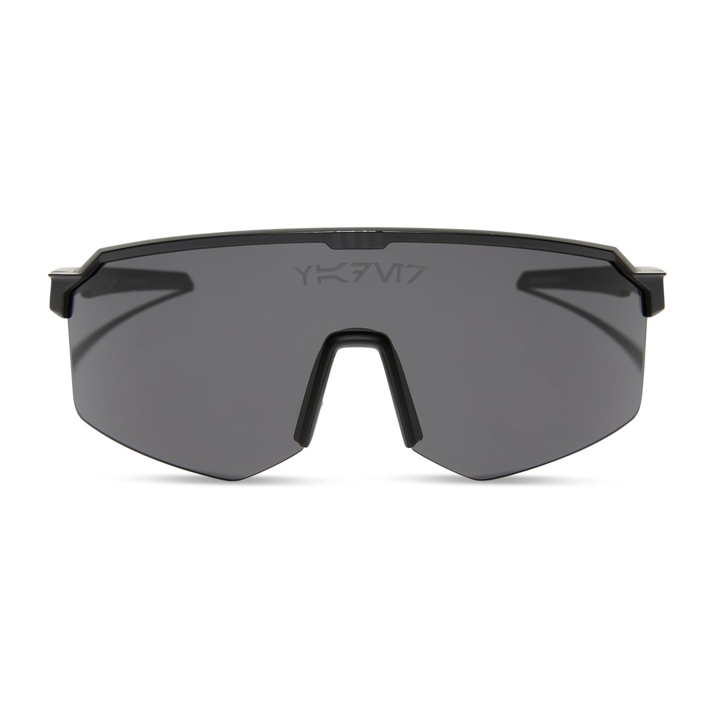 star wars™ x diff sport featuring the darth vader™ 4.0 shield sunglasses with a dark glossy black frame and black grey polarized lenses front view
