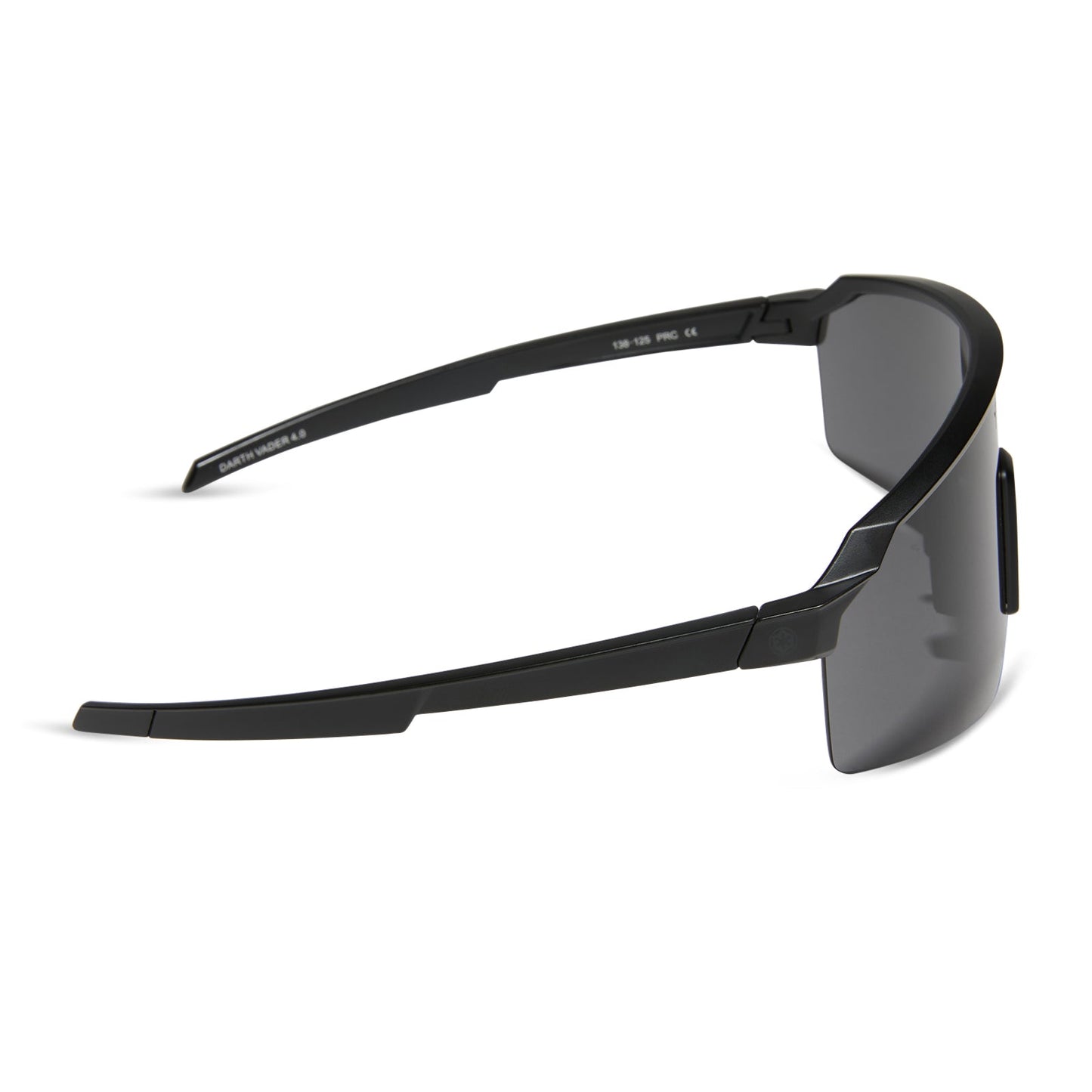 star wars™ x diff sport featuring the darth vader™ 4.0 shield sunglasses with a dark glossy black frame and black grey polarized lenses side view